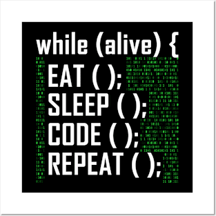 Eat Sleep Code Repeat Funny Programming Computer Posters and Art